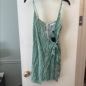 Gianni Bini Green and White Wrap Tie Front Jumpsuit